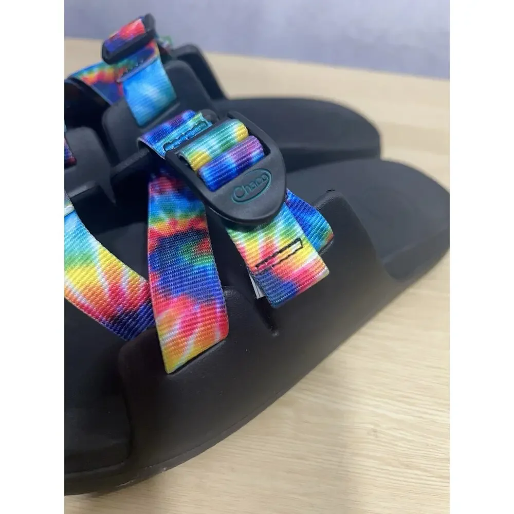 Chaco Chill Black Rainbow Slides Outdoor Sports Summer Woman's Sandals Size 6